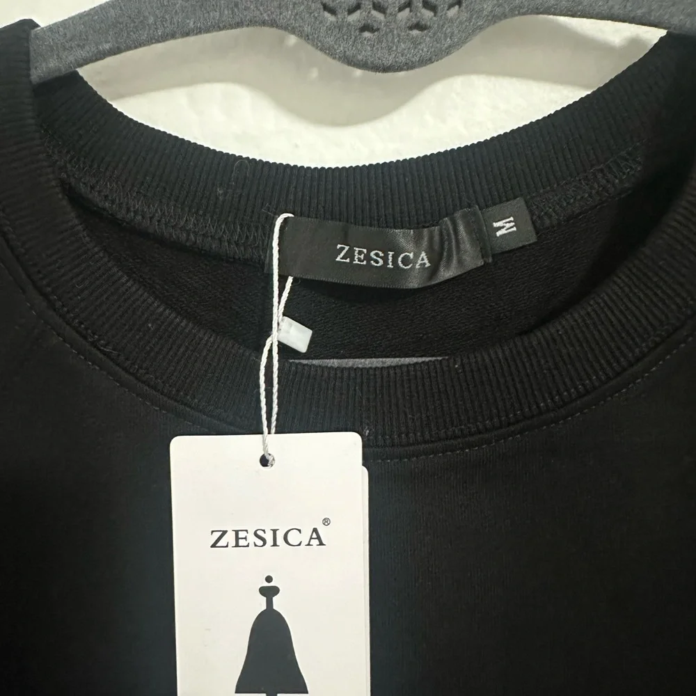 Zesica Women's Black Crew Neck Sweater